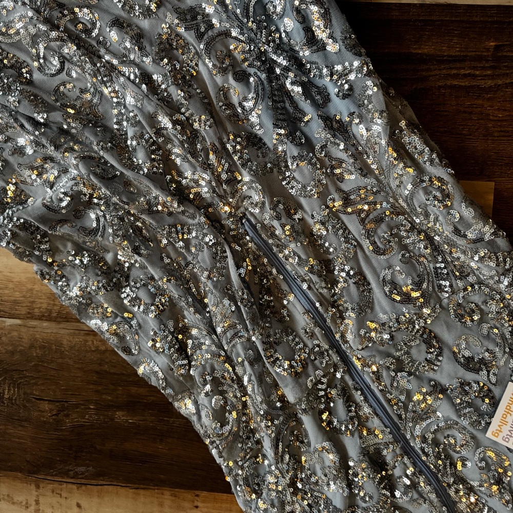 Elegant Powder Blue and Silver Sequin Gown - Picture 10 of 17